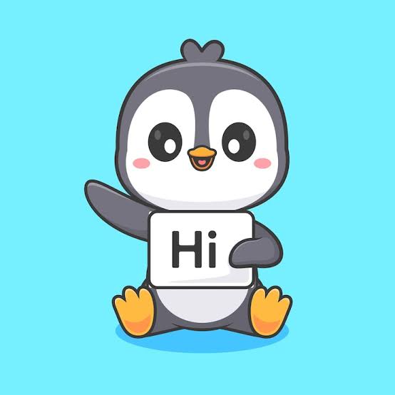 penguin With a sign saying hi
